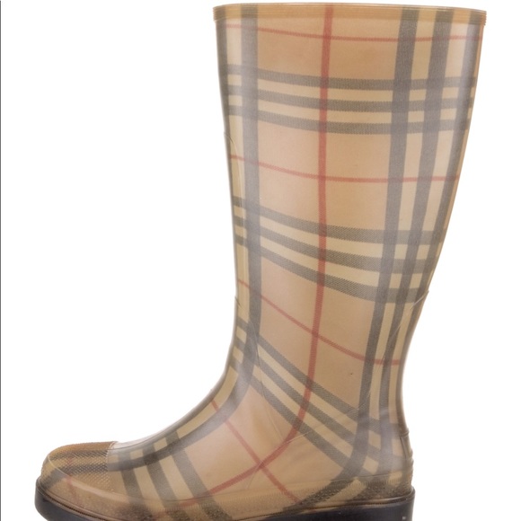 *Vintage* Womens Authentic Burberry Rubber Rain Boots in Classic Plaid Check 38 - Picture 3 of 14